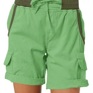 Green Drawstring Rollup Cargo Shorts